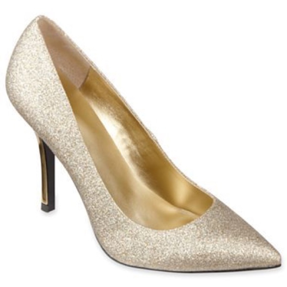 Gold glitter heels